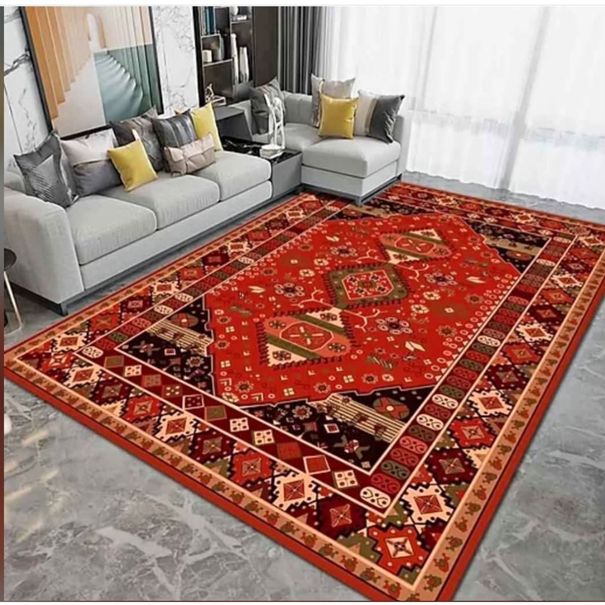 GENERICO - ALFOMBRA 3D 200X240CM ANTIDESLIZANTE RECTANGULAR DISEÑO NATIVO
