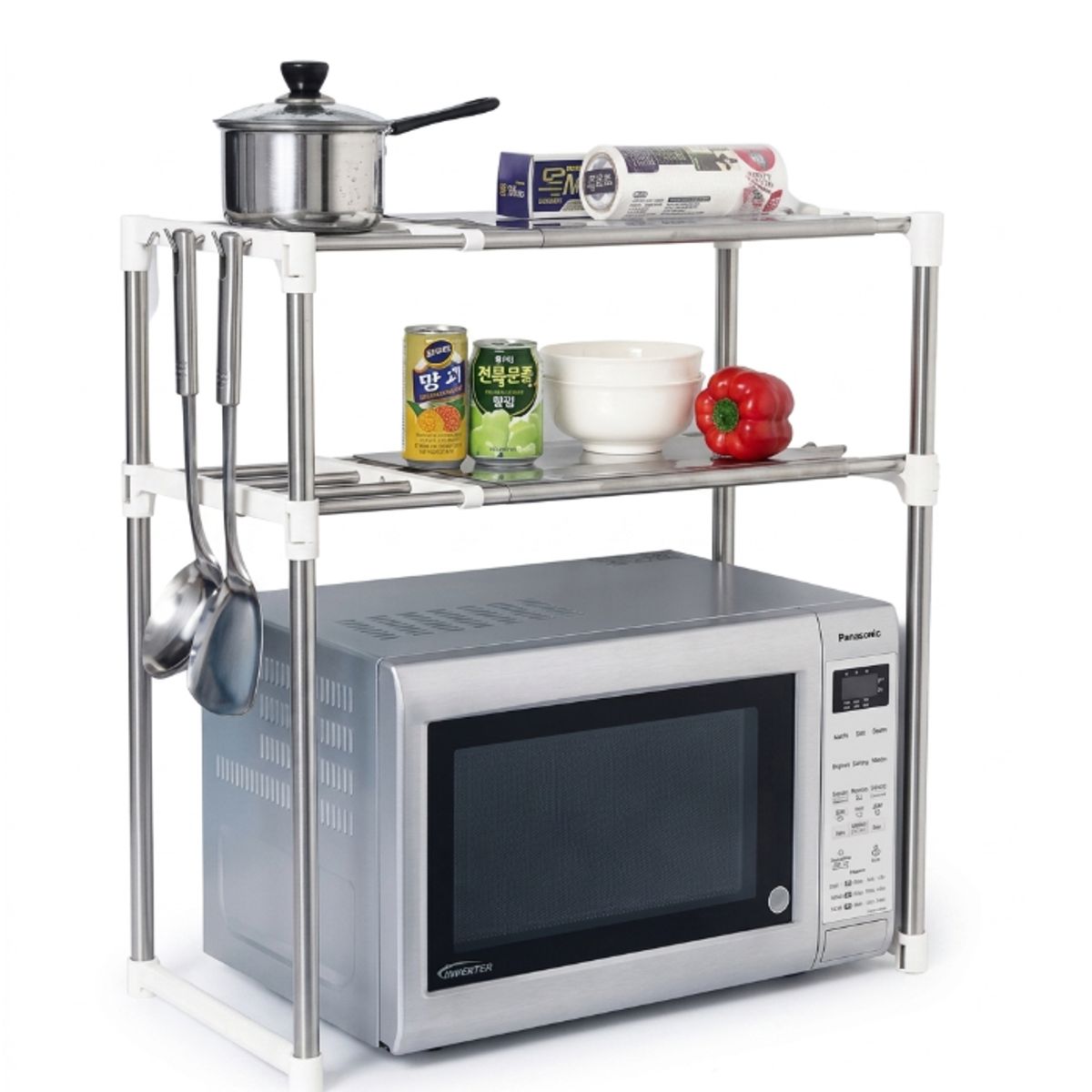 GENERICO - Repisa Microondas Ajustable Cocina Organizador Acero Inoxidable Doble Nivel Estante Multifuncional