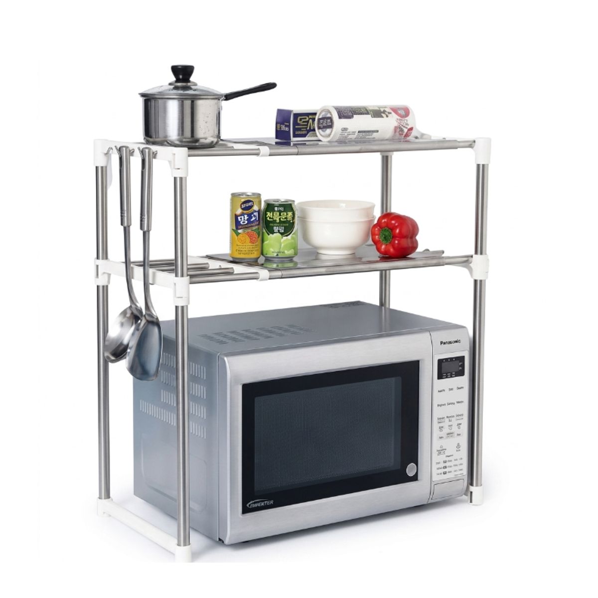 GENERICO - Repisa Microondas Ajustable Cocina Organizador Acero Inoxidable Doble Nivel Estante Multifuncional