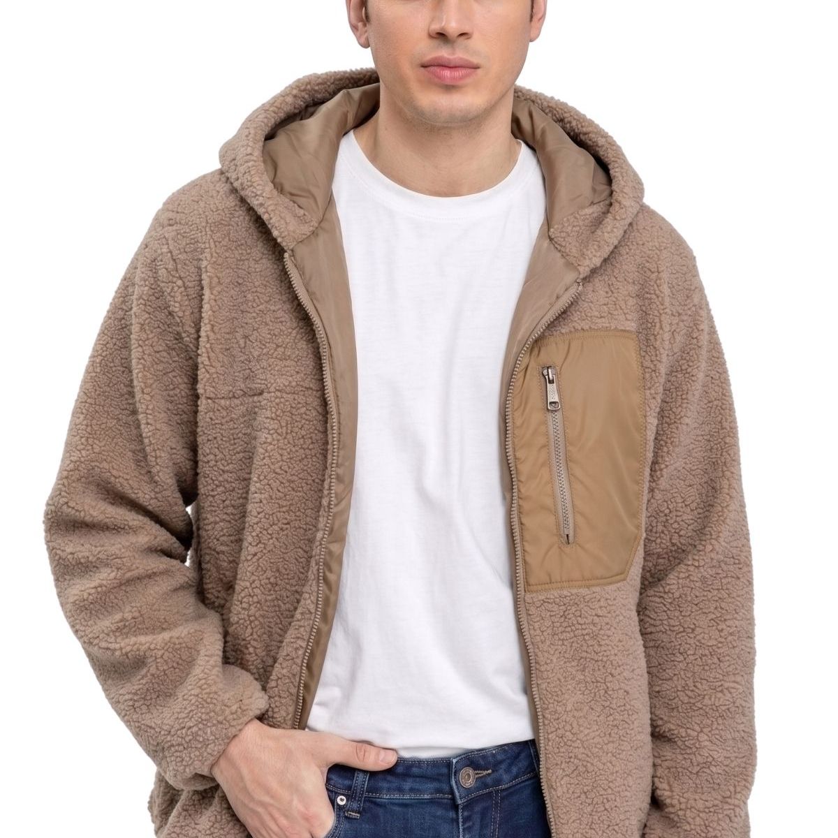 LOOK SHOP - Poleron Peludo Corderito Cierre. Hombre Premium 254
