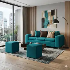 RUZAM MOBEL - SOFA LEGEND 3 CUERPOS + 2 POUF