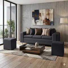 RUZAM MOBEL - SOFA LEGEND 3 CUERPOS + 2 POUF