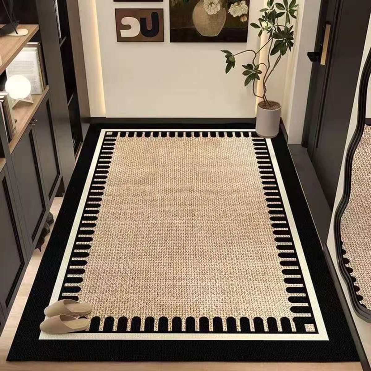 ALFOMBRA 3D 180X200CM ANTIDESLIZANTE RECTANGULAR DISEÑO CAFE MARCO NEGRO, marca GENERICO - Foto Principal