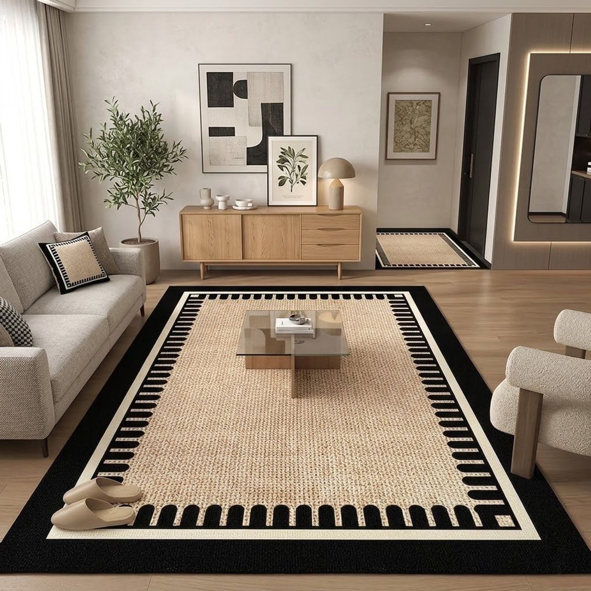 ALFOMBRA 3D 180X200CM ANTIDESLIZANTE RECTANGULAR DISEÑO CAFE MARCO NEGRO, marca GENERICO - Foto 2