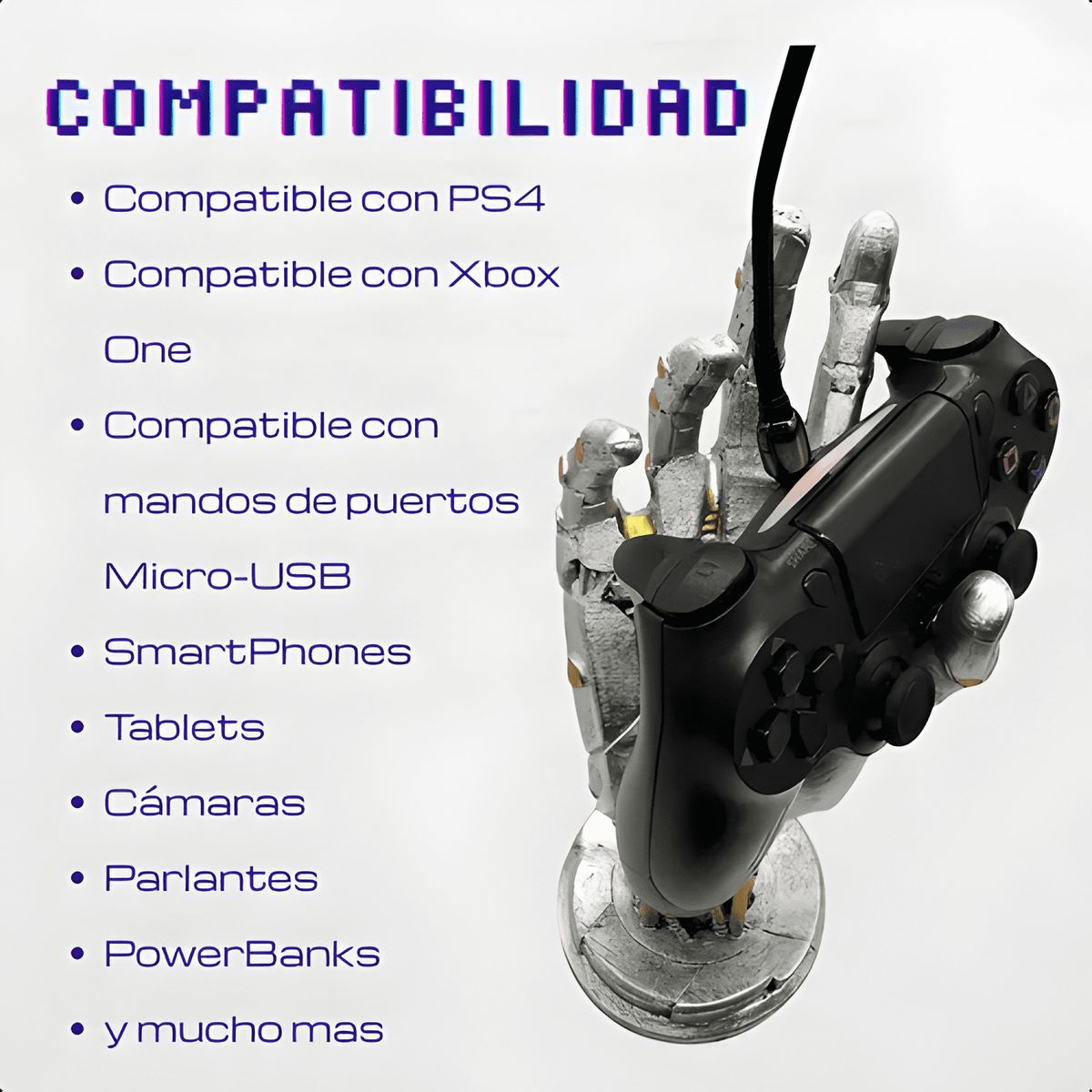GENERICO - Cable micro USB de 3 metros para carga rápida y PS4 Negro