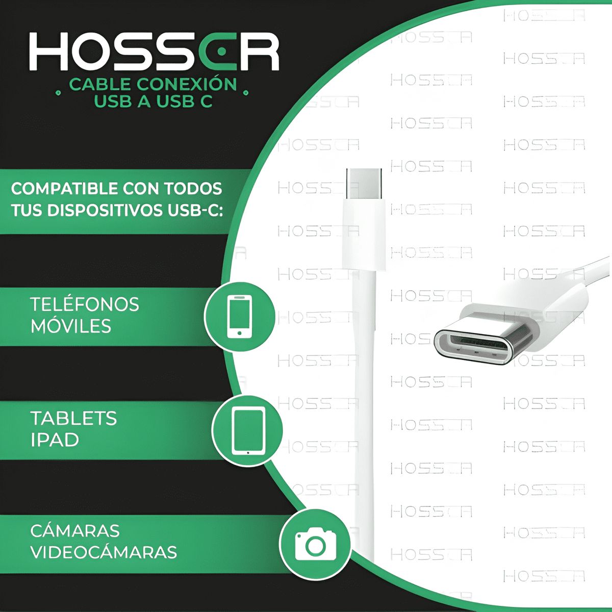 GENERICO - Cable conexion USB to USB c 5 metros Blanco