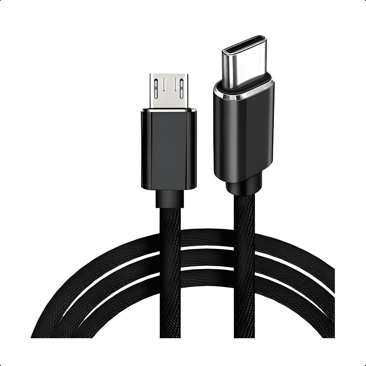 GENERICO - Cable trenzado reforzado USB c a micro USB 3 metros Negro