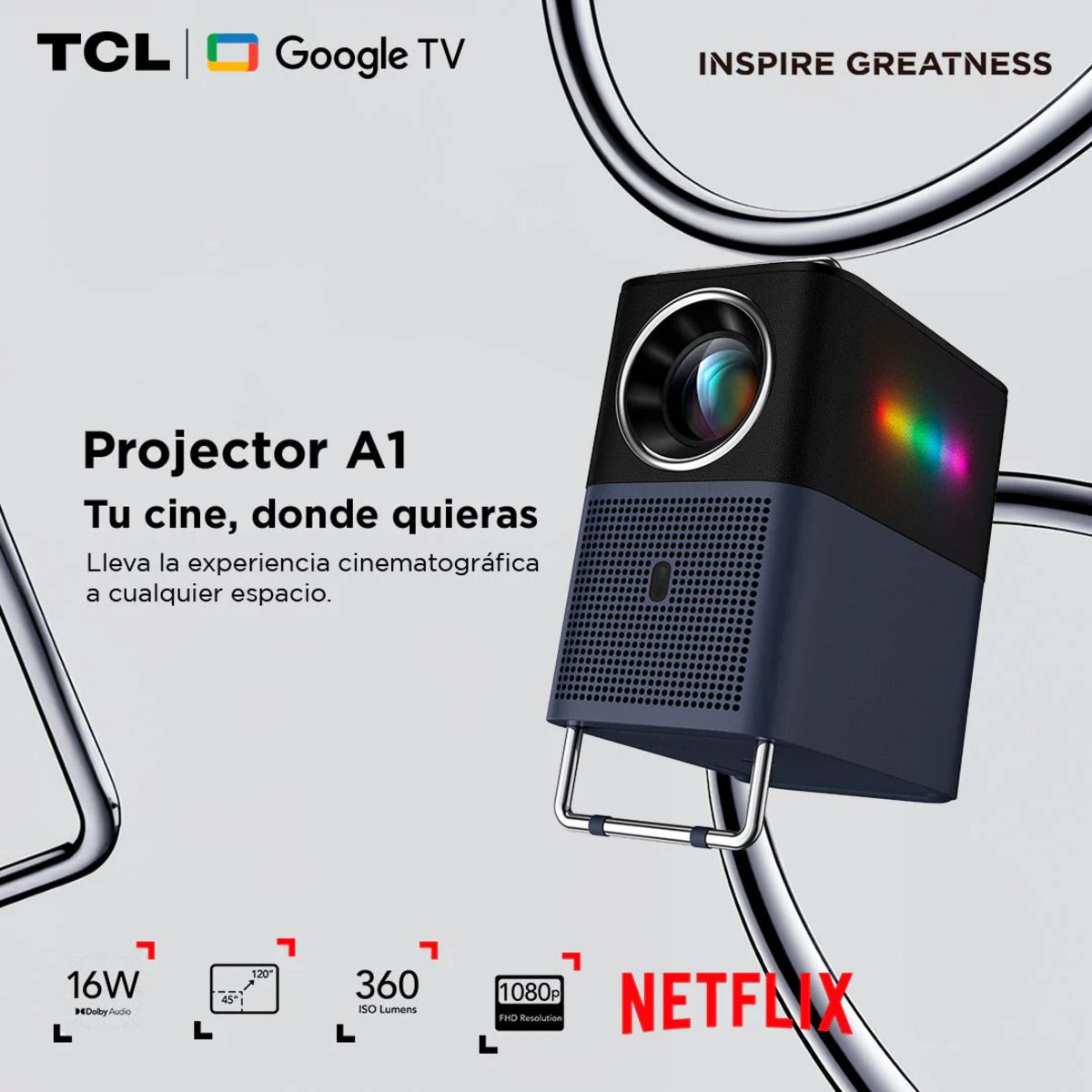 TCL - Proyector Smart TCL A1 Google TV P3801S-3ALCCL11 Full HD