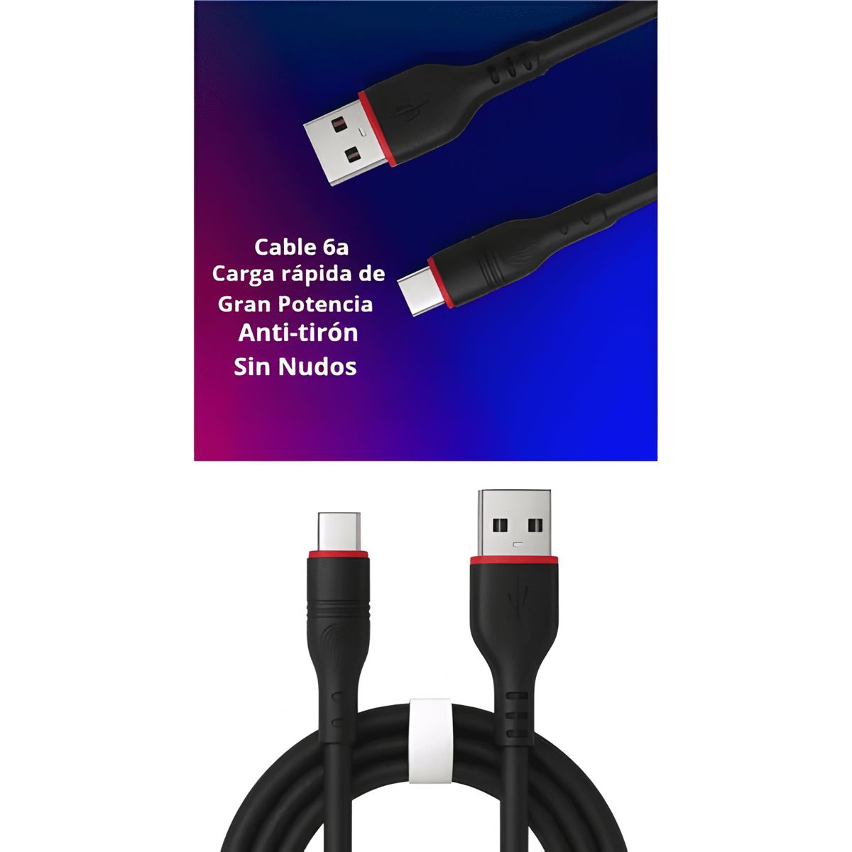 GENERICO - Cable USB tipo c 6a 1m carga rápida y transferencia 5