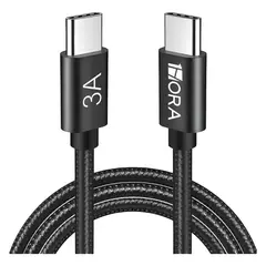 GENERICO - Cable USB tipo c a tipo c 2m carga rápida 60w datos Negro