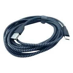 GENERICO - Cable tipo c carga rápida reforzado enmallado 3 metros Negro