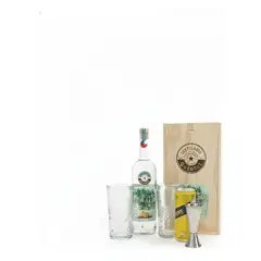 DESTILADOS QUINTAL - Set Low Gin 700ml + Accesorios - Caja De Madera - Quintal Enebro