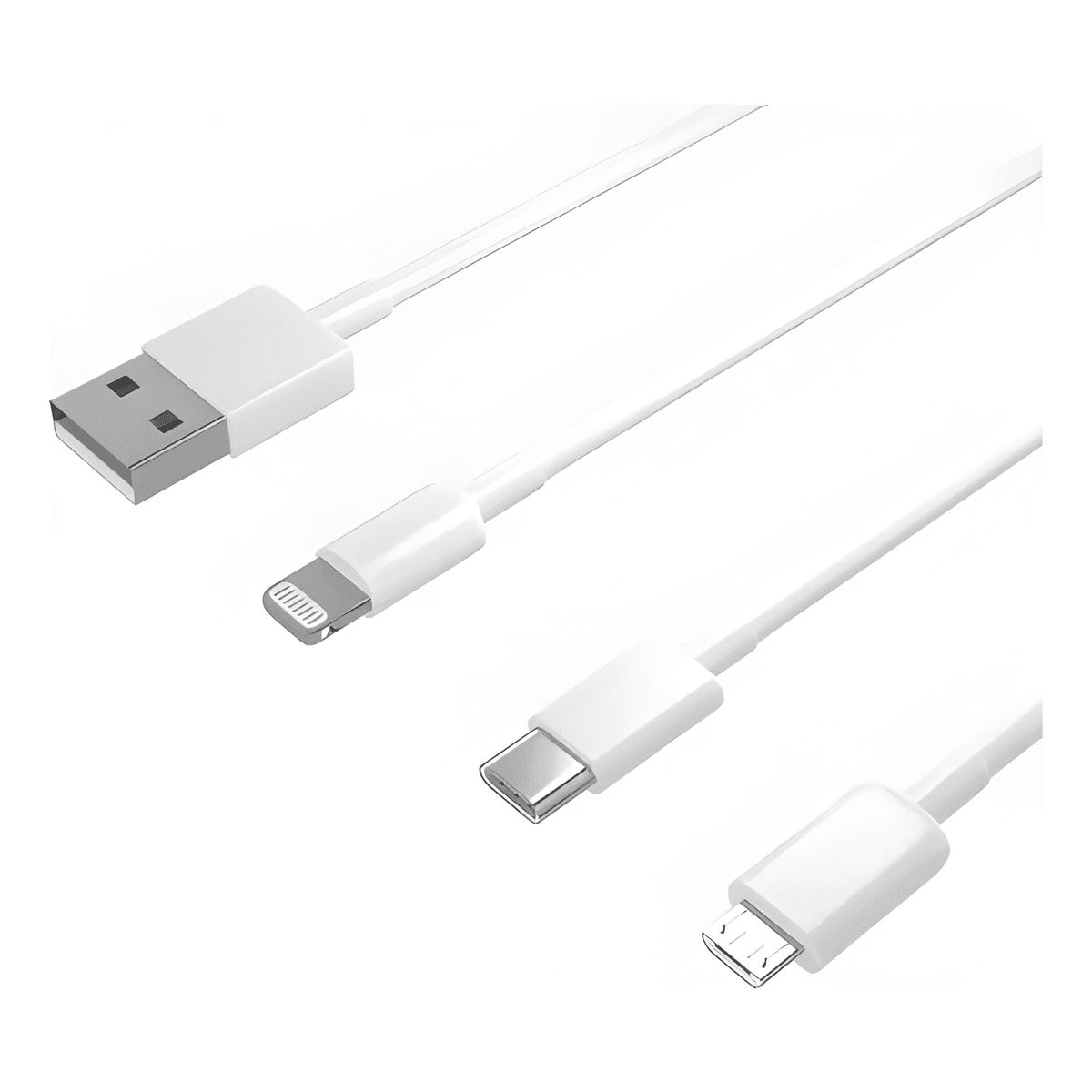 GENERICO - Cable cargador USB 3 en 1 tipo-cmicro Blanco 3