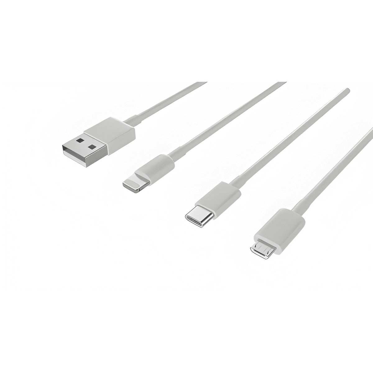GENERICO - Cable cargador USB 3 en 1 tipo-cmicro Blanco 3