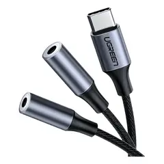 GENERICO - Cable splitter de audio USB-C a 3.5mm + 3.5mm 20 cm