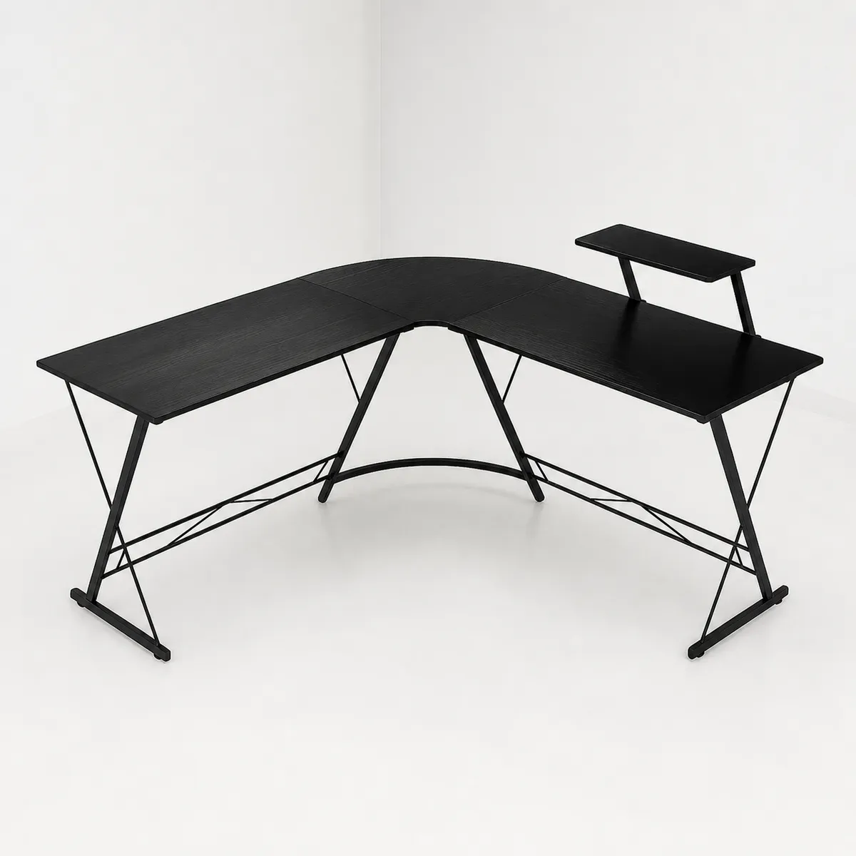 SPACE HOME - Escritorio Esquinero Vertex Black en L para Home Office, Gamer u Oficina