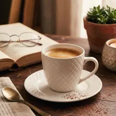 DECO EXPRESS - Set 6 Tazas + 6 Platos Te o Cafe Porcelana Windsor 210 ml