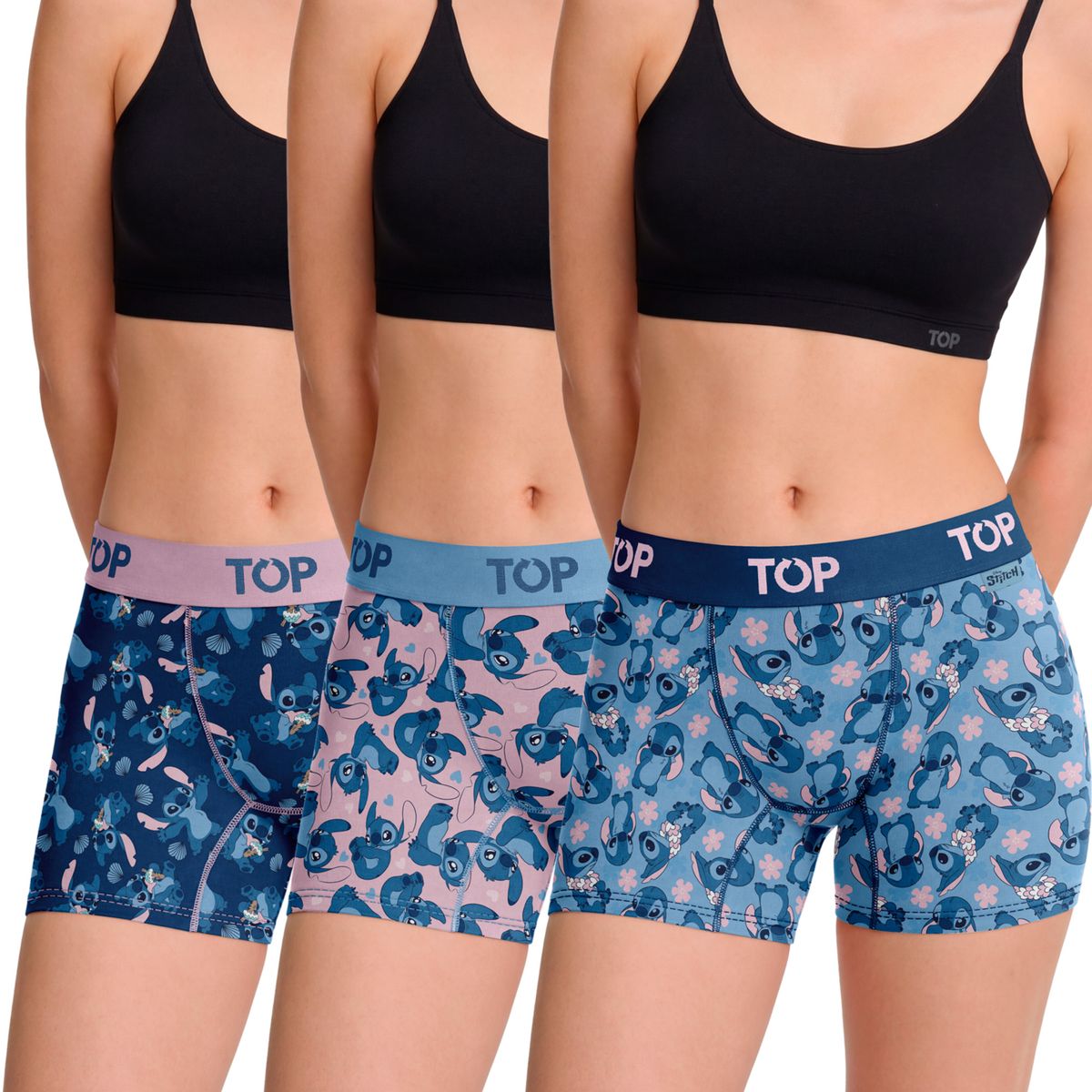 TOP - Bóxer Medio MUJER Algodón Pack 3 Stitch C4 Top