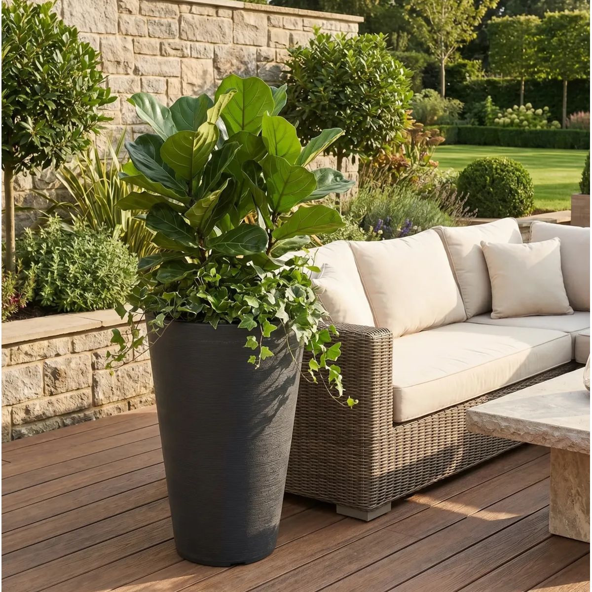 GENERICO - Macetero 38cm Grafiato Cónico Redondo