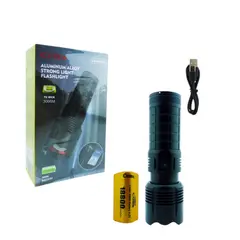 GENERICO - Linterna De 1 LED De Aluminio Con Zoom Marca COBA Modelo CB-W522A, 3000M Luz Laser, Power Bank Y Recargable.