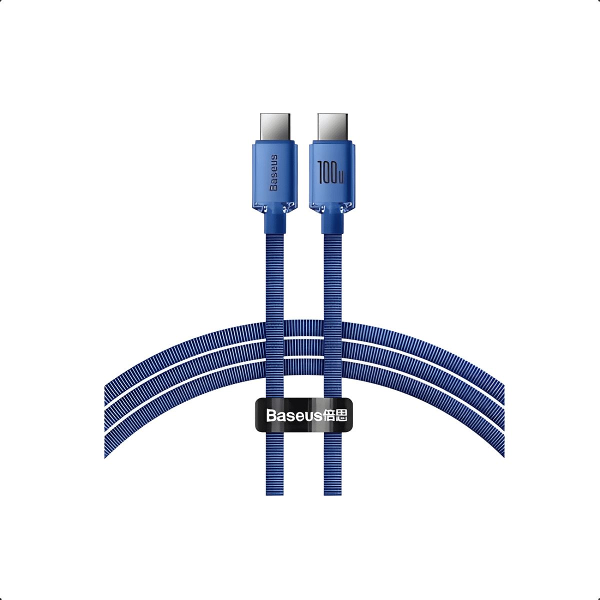 GENERICO - Crystal carga rápida tipo-c a tipo-c 100w 1.2m Azul