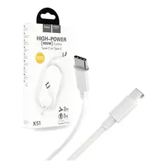 GENERICO - Cable hoco x51 data tipo c a tipo c 100w 1m Blanco