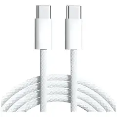 GENERICO - Cable tipo-c a tipo-c, 2m, 60w, trenzado Blanco