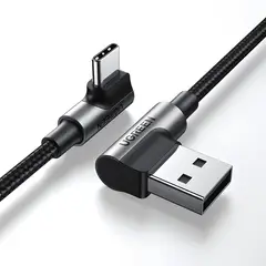 GENERICO - Cable curvo usb-aUSB-C 3a max trenzado 2m us17 cable Negro