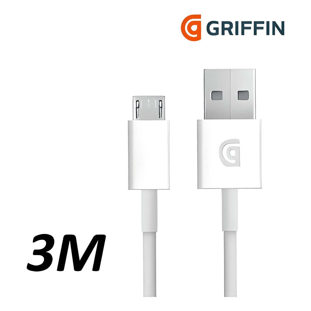 GENERICO - Cable micro USB android carga datos flat griffin 3mts