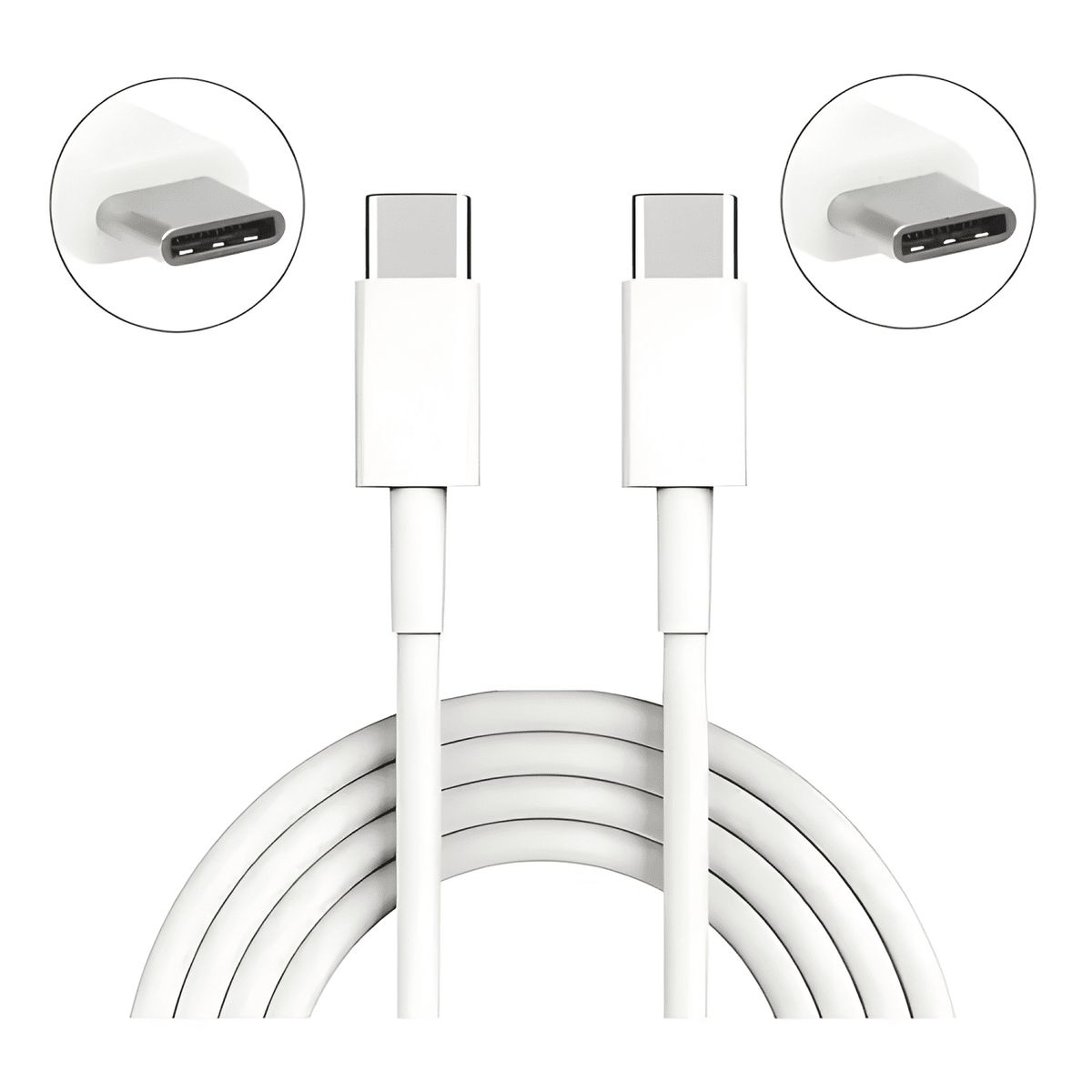 GENERICO - Cable tipo c a tipo c carga rápida fast charge 2m Blanco