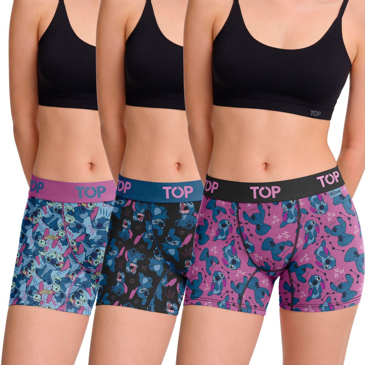 TOP - Bóxer Medio MUJER Algodón Pack 3 Stitch C6 Top