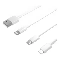 GENERICO - Cable cargador USB 3 en 1 tipo-cmicro Blanco 2