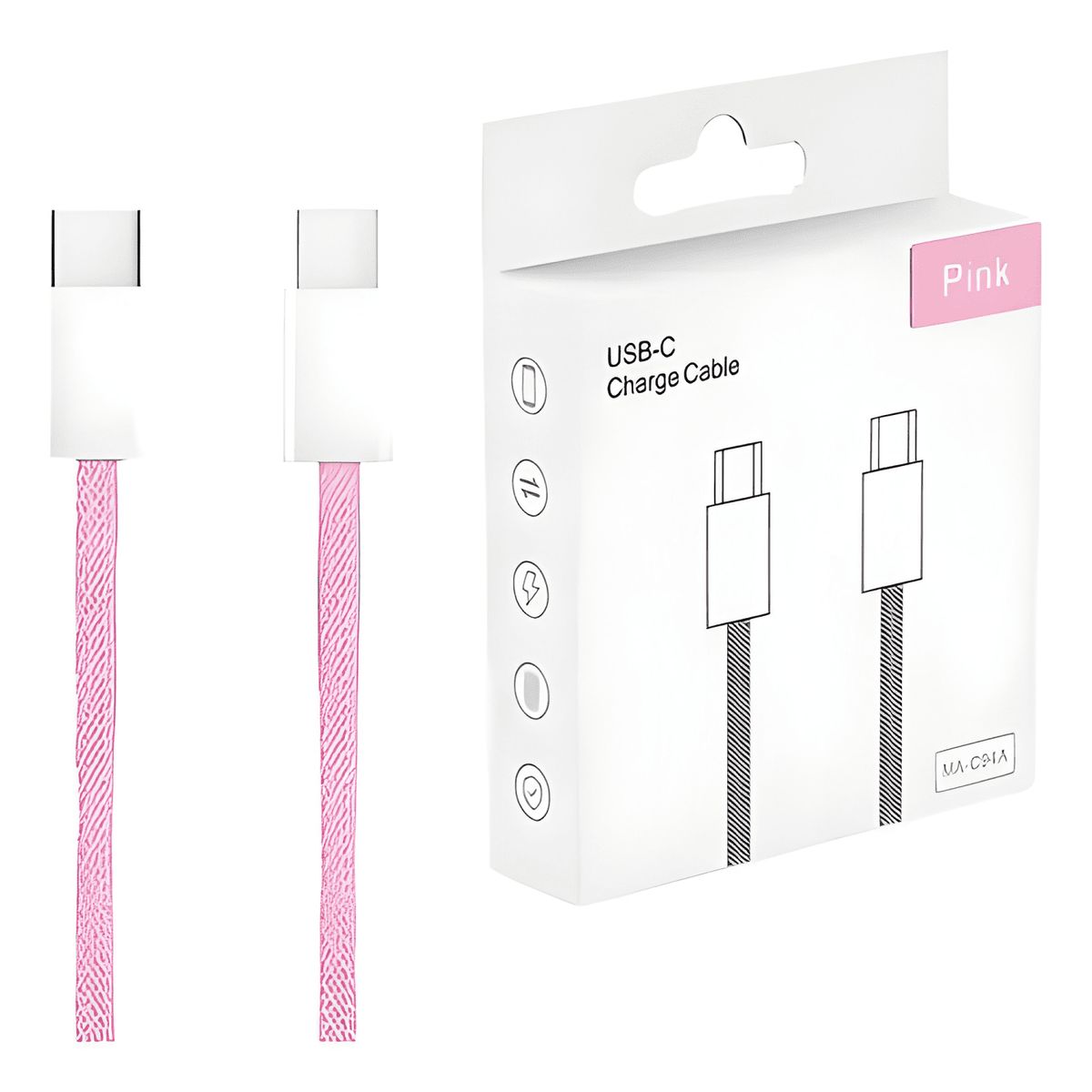 GENERICO - Cable USB c a USB c vanan 1m nylon trenzado carga Rosado