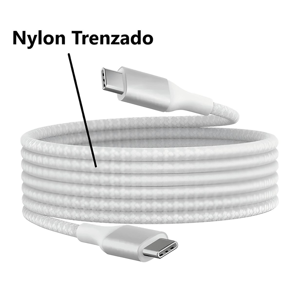 GENERICO - Cable tipo c a tipo c carga rápida nylon trenzado 60w