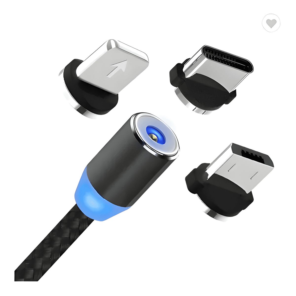 GENERICO - Cable cargador magnético USB 3 en 1 tipo-c micro USB Rojo