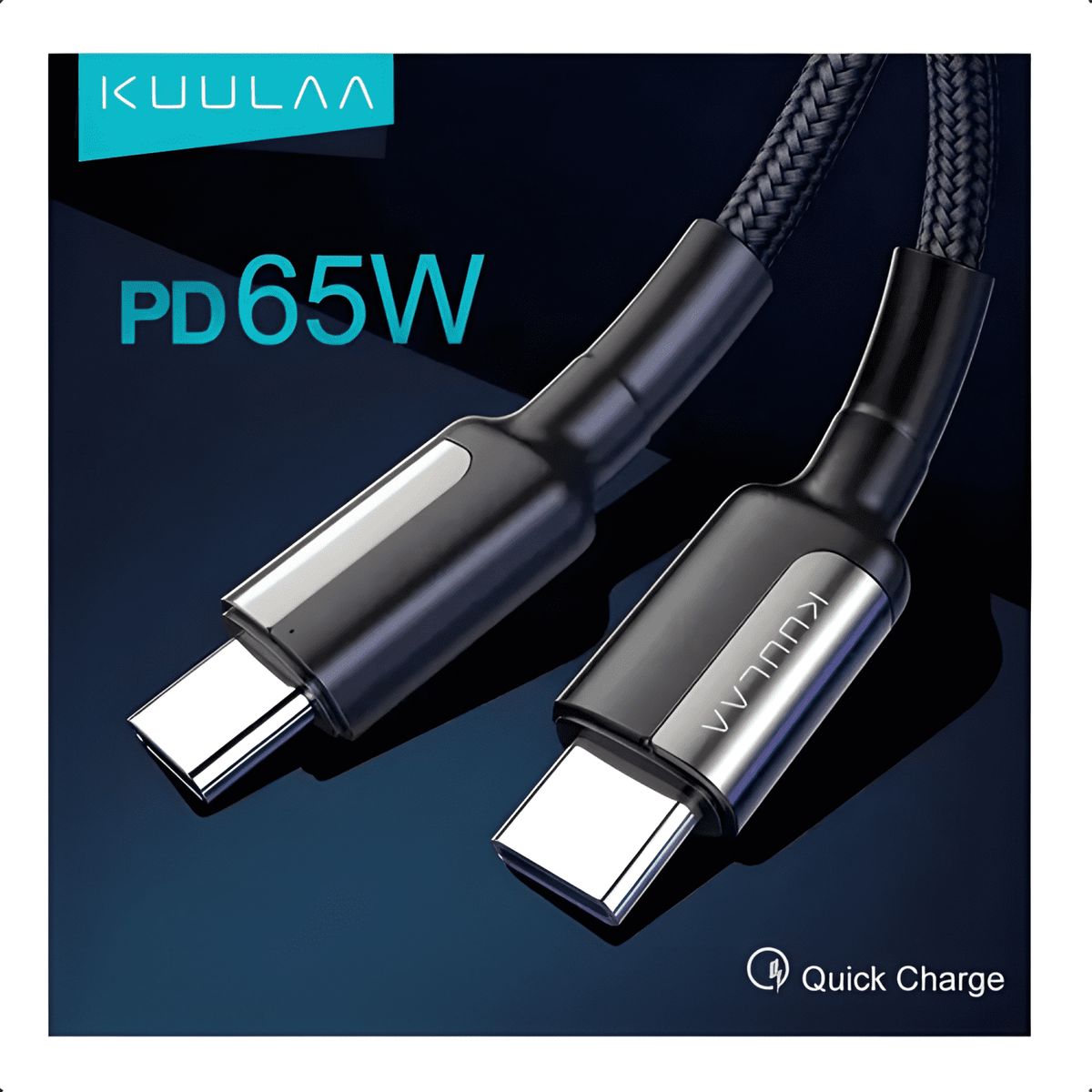 GENERICO - Cable USB tipo c - c carga rápida 65w largo 1 metro