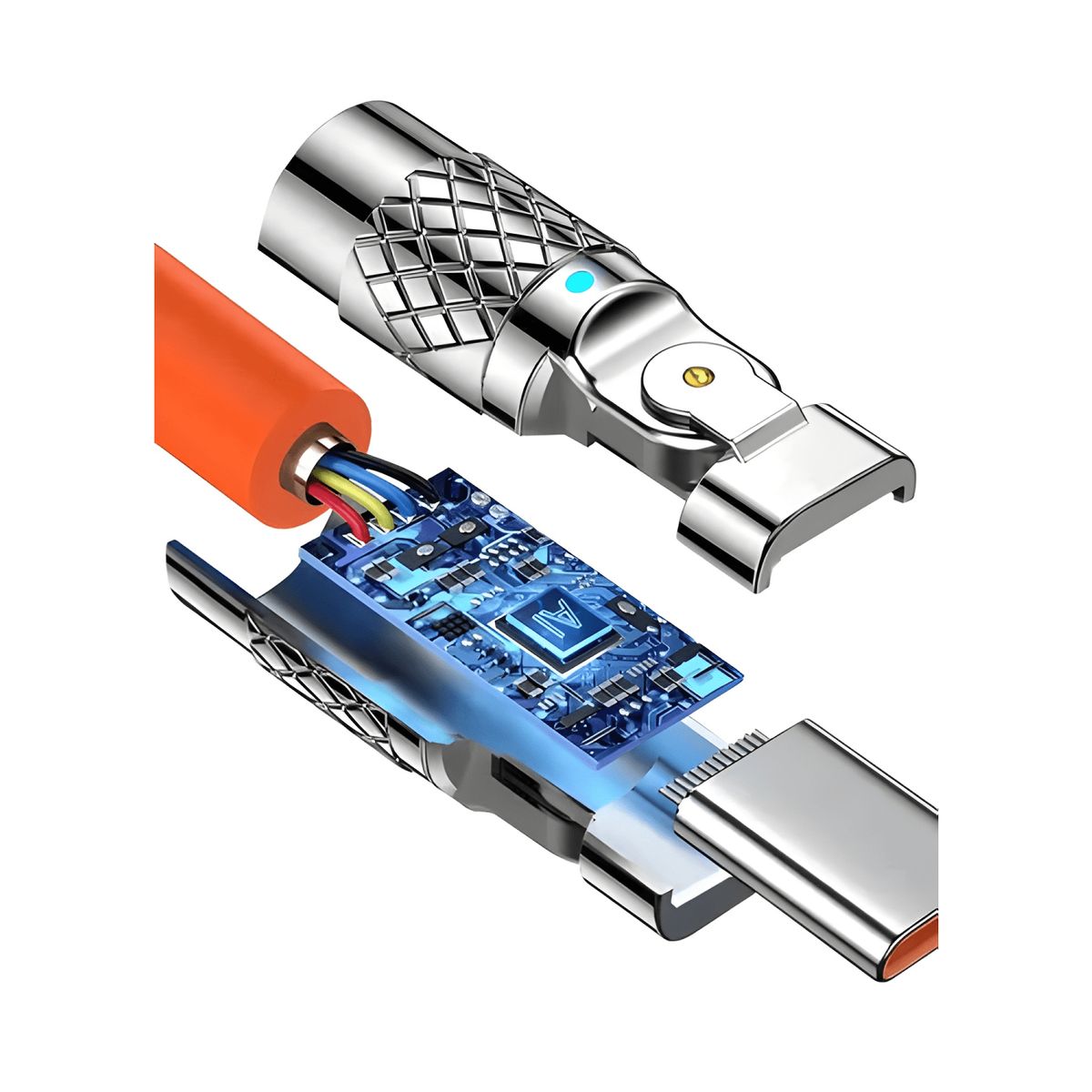 GENERICO - Cable 120w carga super rápida USB a tipo c gira 180° 2
