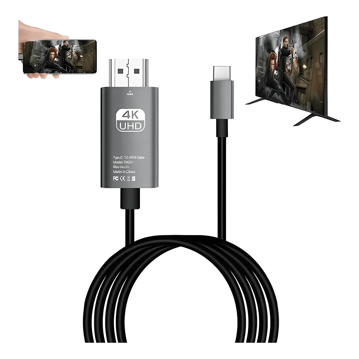 GENERICO - Cable USB c a HDMI 4k a 60hz 2m para oficina proyector TV