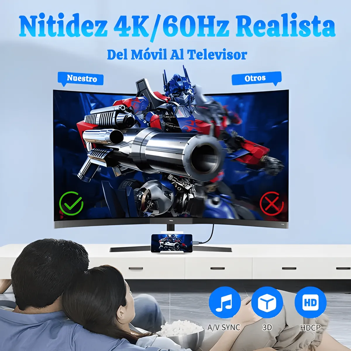 GENERICO - Cable USB c a HDMI 4k a 60hz 2m para oficina proyector TV