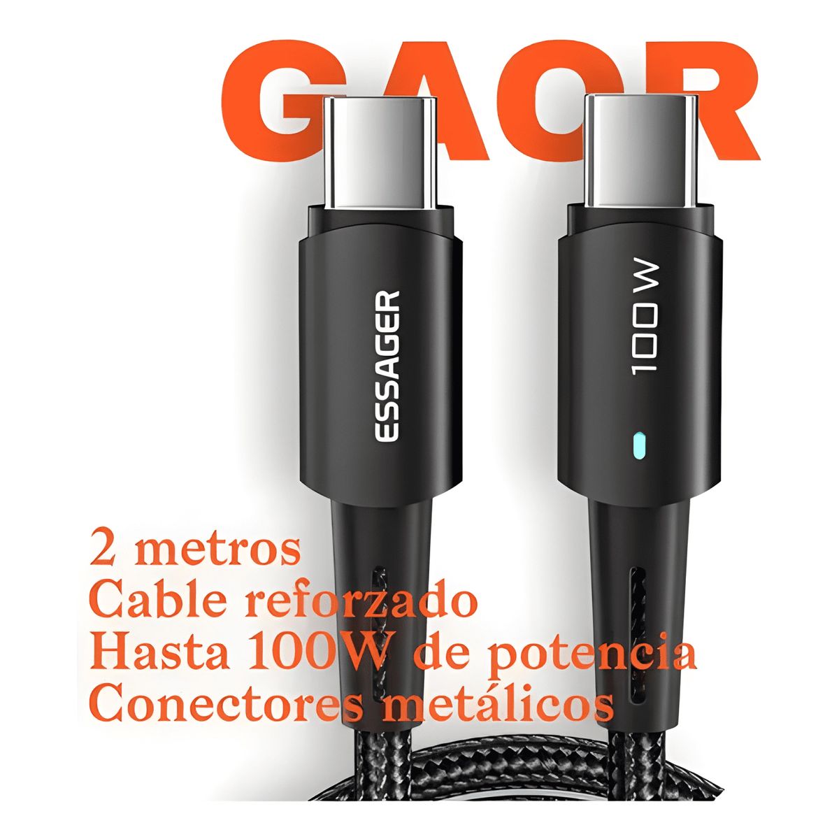 GENERICO - Cable 2 metros 100w carga rápida USB-C para macbook ipad 4