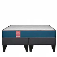 COLBOX - Cama Europea America Azul 20 cm Tela Gris 2 PL