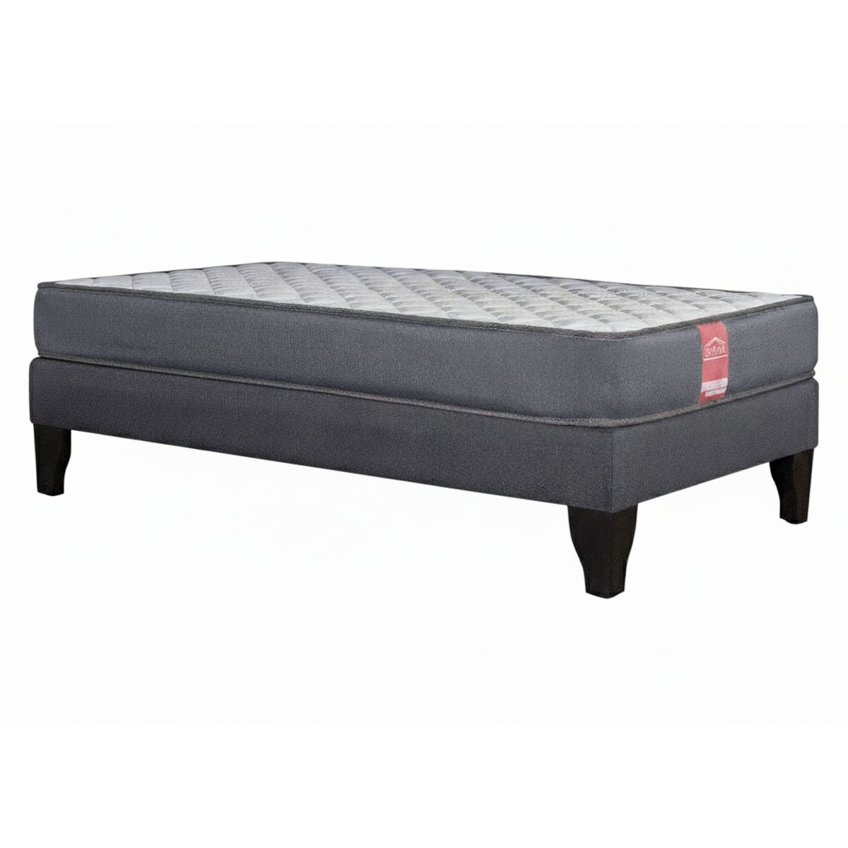 COLBOX - Cama Europea America Gris 20 cm Tela Gris 1 PL
