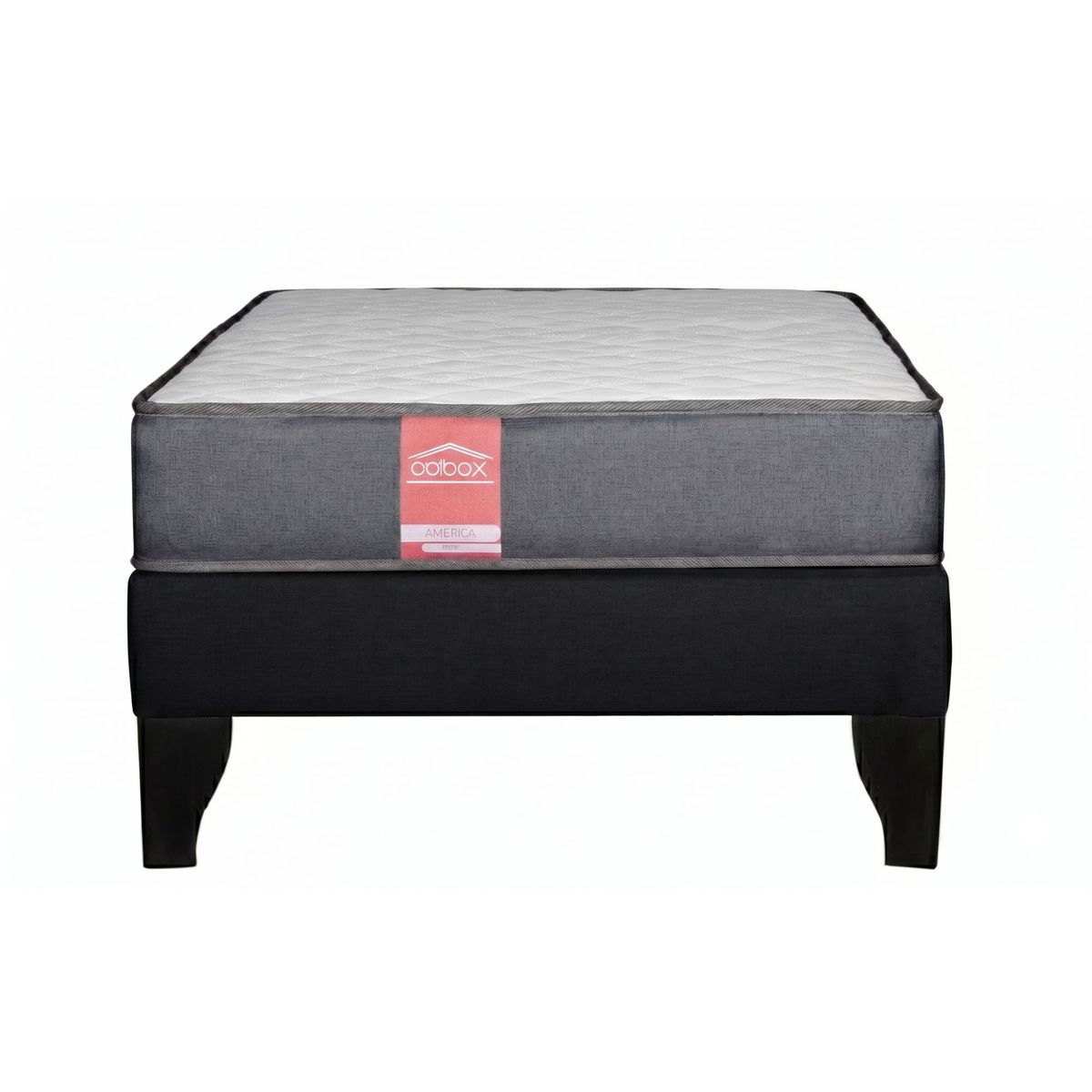 COLBOX - Cama Europea America Gris 20 cm Tela Negro 1.5 PL