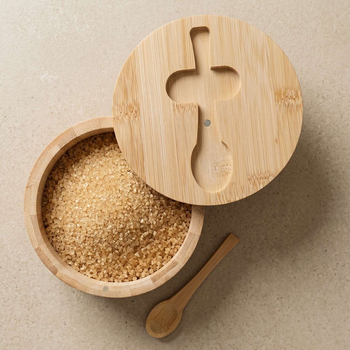 DECO EXPRESS - Azucarero de Bamboo con Cuchara 12 cm
