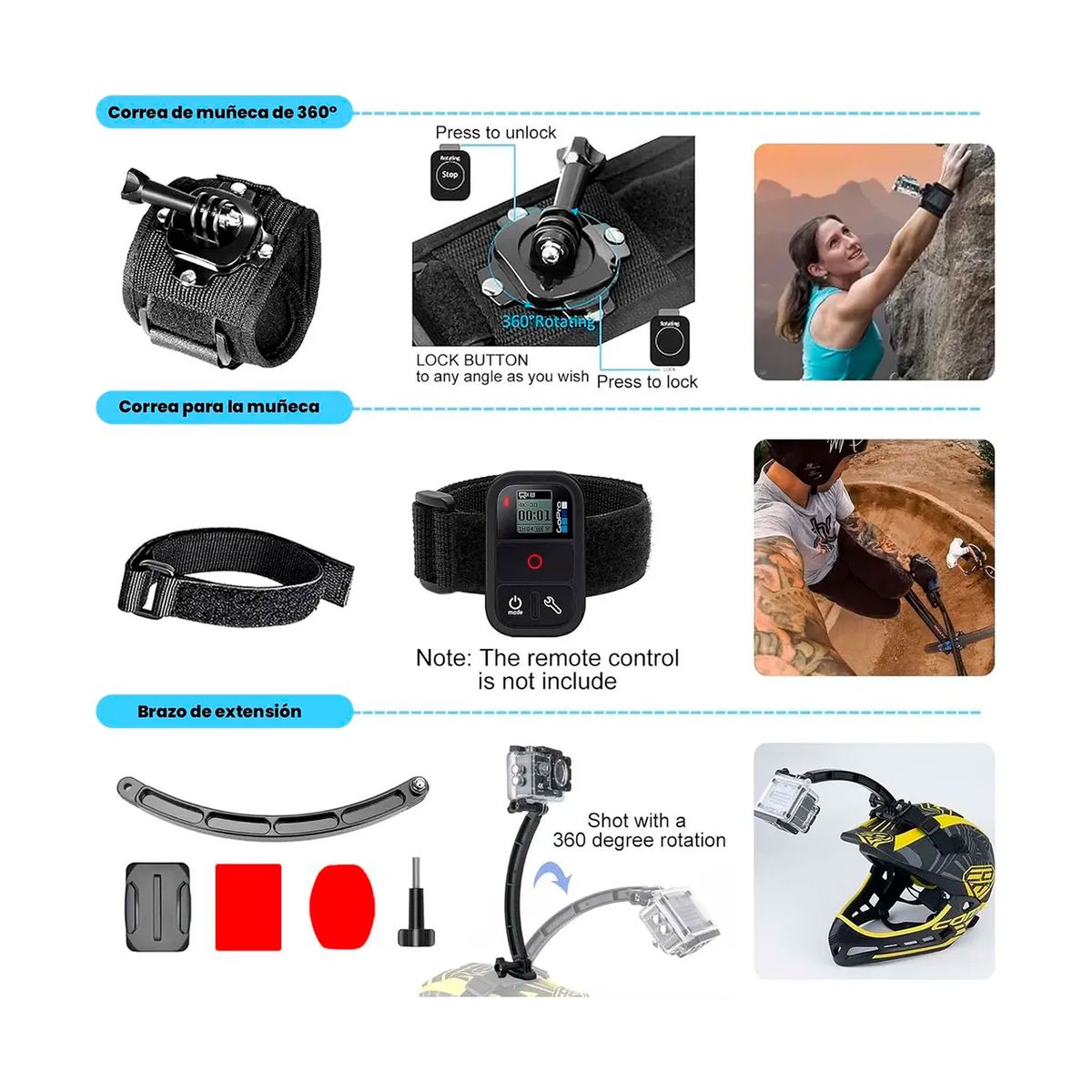 ESHOPANGIE - Kit De Accesorios 50 En 1 Para Cámara De Acción