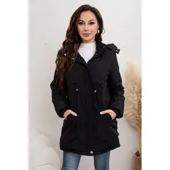 LIKE SHOP - Chaqueta Larga Abrigo Mujer Forro Piel Capucha Colores 0017