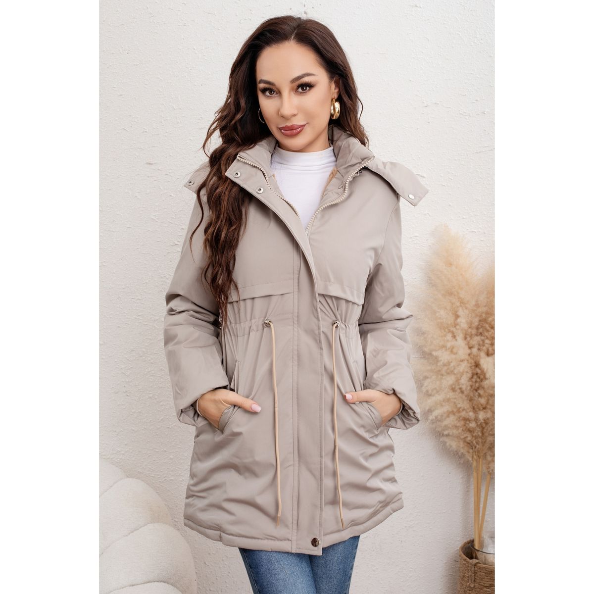 LIKE SHOP - Chaqueta Larga Abrigo Mujer Forro Piel Capucha Colores 0017