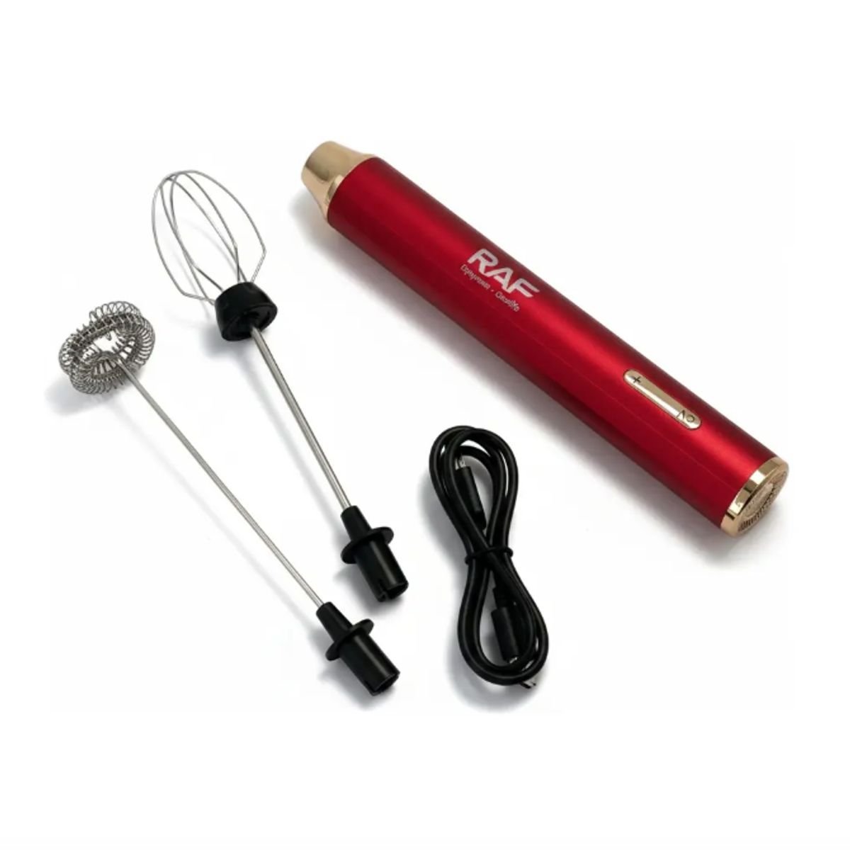 RAF - Batidor Eléctrico Raf R.394r Recargable 3 Velocidades Aluminio Rojo