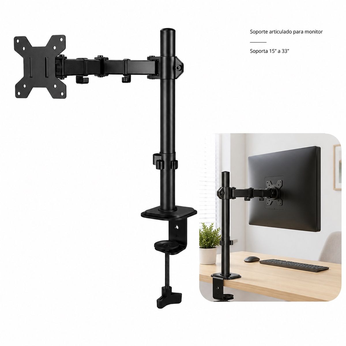 DOPA - Soporte 1 Brazo Articulado Para Monitor 15-33 Bw-01 C/Agarre