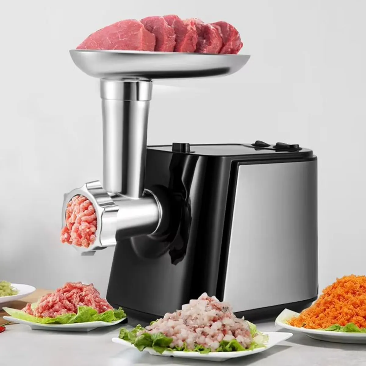 EVERSO - Picadora De Carne Eléctrica Multifunción De Acero Inoxidable